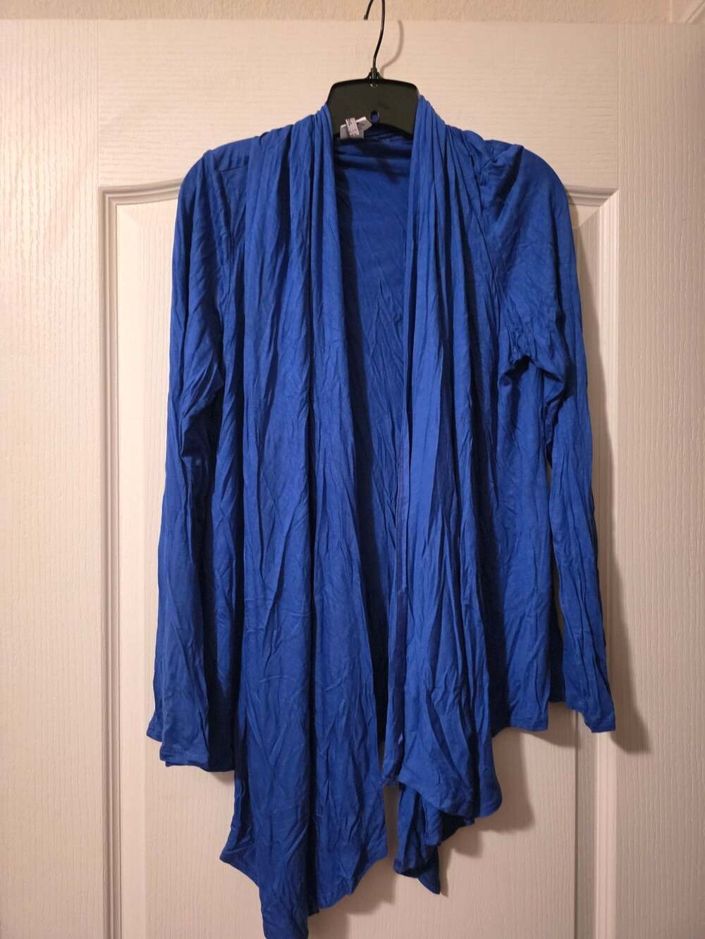 Moga Open Front Cardigan Size 3XL Blue Draped Asymmetrical